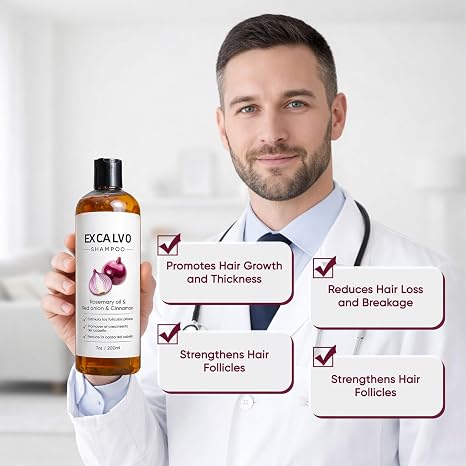 Excalvo Shampoo with Rosemary Oil & Red Onion & Cinnamon Extract, Rosemary Shampoo Strengthens Hair &stops hairloss