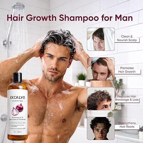 Excalvo Shampoo with Rosemary Oil & Red Onion & Cinnamon Extract, Rosemary Shampoo Strengthens Hair &stops hairloss